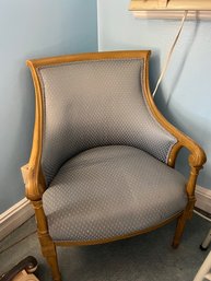 A Walnut Barrel Back Upholstered Chair