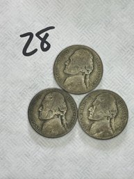 WWII ~ 3 Nickels 1942,44,45