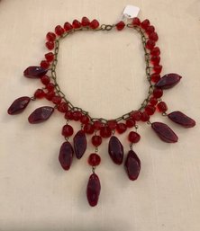Incredible Retro Red Glass  Necklace