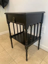 Hand Painted Spindle Wooden End Table With Drawer