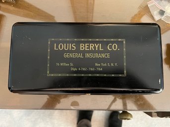 Small Metal Louis Beryl Co Insurance Co. Cash/safety  Box