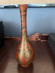 Japanese Exquisite Brass Vase Marbled Finish