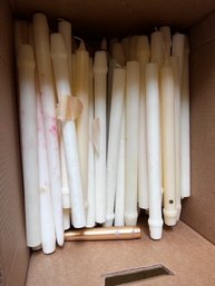 Large Box Of White Taper Candles