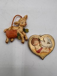 A Pair Of ANRI Made In Italy Mini Lamb And Love And Peace Heart