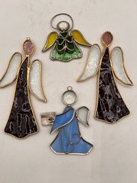 Group Of 4 Stained Glass Angels Sun Catchers