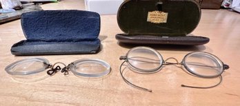 2 Pairs Of Antique Glasses In Original Cases Made In Vienna One GOLD?