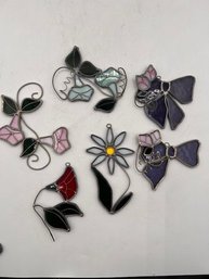 NICE GROUP OF 6 FLORAL SUN CATCHERS