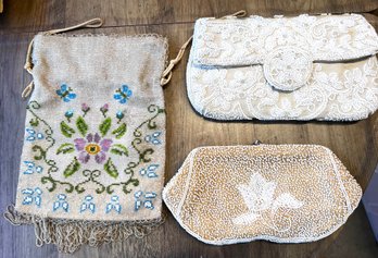 A Group Of Three Vintage Beaded Handbags See Photos