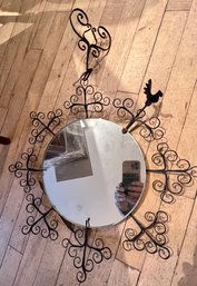Vintage Wrought Iron Round Mirror ~ Mirror Is Approx 12' Diameter