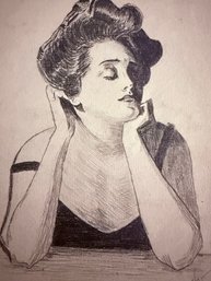 Original Early 1900's Drawing Of Woman After Charles Dana Gibson ( See Lower Right Signature)