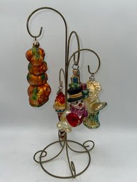 Second Group Of Halloween And Christmas Glass Ornaments On Stand