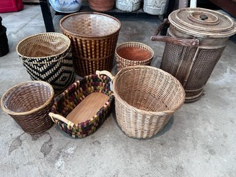 Woven Basket, Ice Bucket?, Planter Baskets