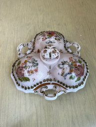 Cambridge Glass Crown Tuscan Charleton, Pink Gold, 3 Section, 3 Handled, Covered Dish