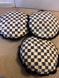 A Group Of Three Mackenzie Childs Courtly Check Round Pillows Retired!