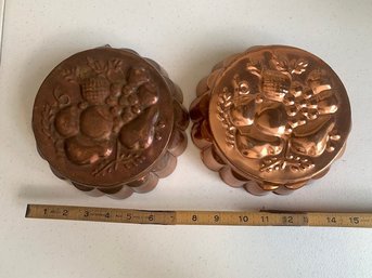 2 Vintage Fruit Copper Molds  8' Diameter