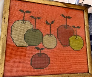 MCM Danish Modern Needlework Approx 10 X 12 Fruit