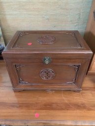 Large Wood Jewelry Box  Lined Multiple Drawers