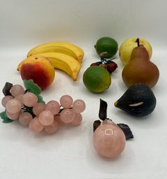 A Group Of Marble, Glass Etc Fruits