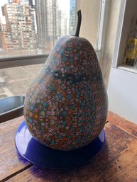 Exquisite! Hand Painted Like Mille Fiore ~ Oversized Paper Mache Pear
