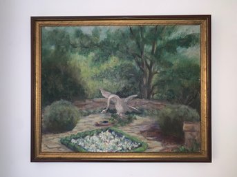 Vintage Swan Painting Approx 22 X 28'by Marian Coffin Landscape Artist Late 1950's