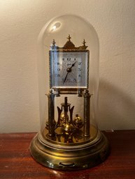 Glass Domed 400 DY Etched Silver And Brass Face Schatz Clock
