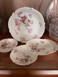 A 5 Piece Roses Dessert Set Made In Germany