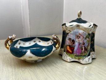 2 Victoria Carlsbad Made In Austria Porcelains One Covered As Is, One Open Bowl
