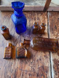 Collection Of 7 Antique Medicine Bottles Dr Craydon 1880's, Ely's Cream, Whelan's Cabinet Bottle