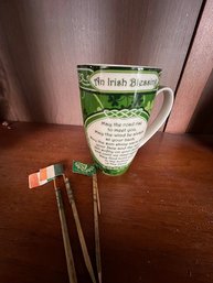 Irish Blessing On Porcelain Cup Shanrock Garden Bone China
