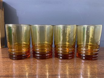 4 Vintage Amber Drinking  Glasses