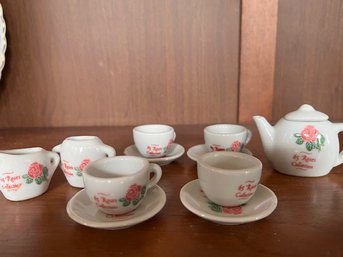 Miniature Doll Set Of Roses On Porcelain Tea Set By 65 Roses Collection