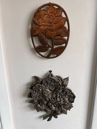 A Pair Of Rose Shaped Trivets Copper And Metal