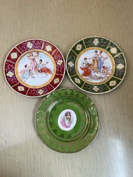 3 Porcelain Hand Painted Plates Austrian, German