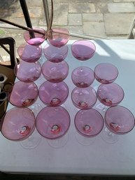 17 Cranberry Crystal Glasses