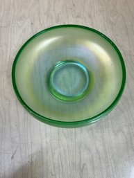 Vintage Irridescent  Green Glass Bowl