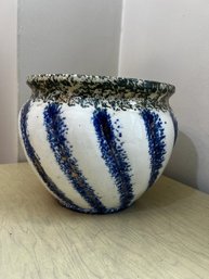 Large Ceramic Striped Planter/Bowl Approx 12'