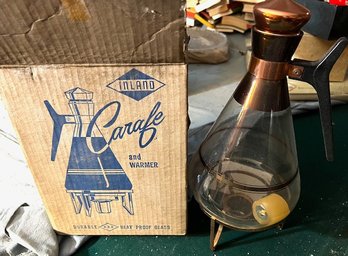Like New In Box RETRO Inland Carafe With Copper Top And Warmer