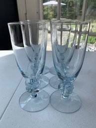 6 Pale Blue Crystal Glasses