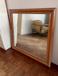 Large Square Mirror In Light Wood Frame   41' X 41' OSM