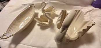 A Group Of Lenox Swans And Oblong Dish