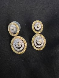 Sterling Silver CZ And Citrine Pierced Earrings