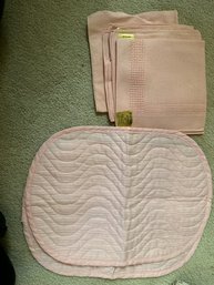 Set Of Placemats, And Napkins Light Pink Never Used Made In Ireland 100 Cotton