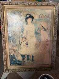 A Vintage Framed Renoir Print Made To Look Like A Painting