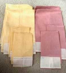 2 Vintage Sets Of 8 Linen Towels