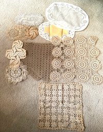 A Group Of Vintage Crocheted Pieces Including  Bread Basket Liners