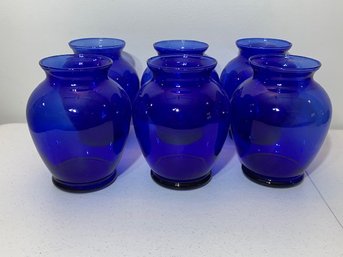 6 Cobalt Vases