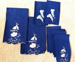 A Group Of 7 Linen Emboidered Tea Towles And Napkins