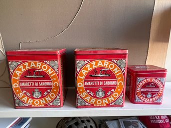 Group Of Three Vintage Lazzaroni & Co Saronno  Tins