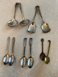 A Group Of 10 Vintage Silver Plate Sugar Spoons, Serving Pieces