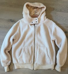 Fleece Zip Up Cream Bomber Jacket